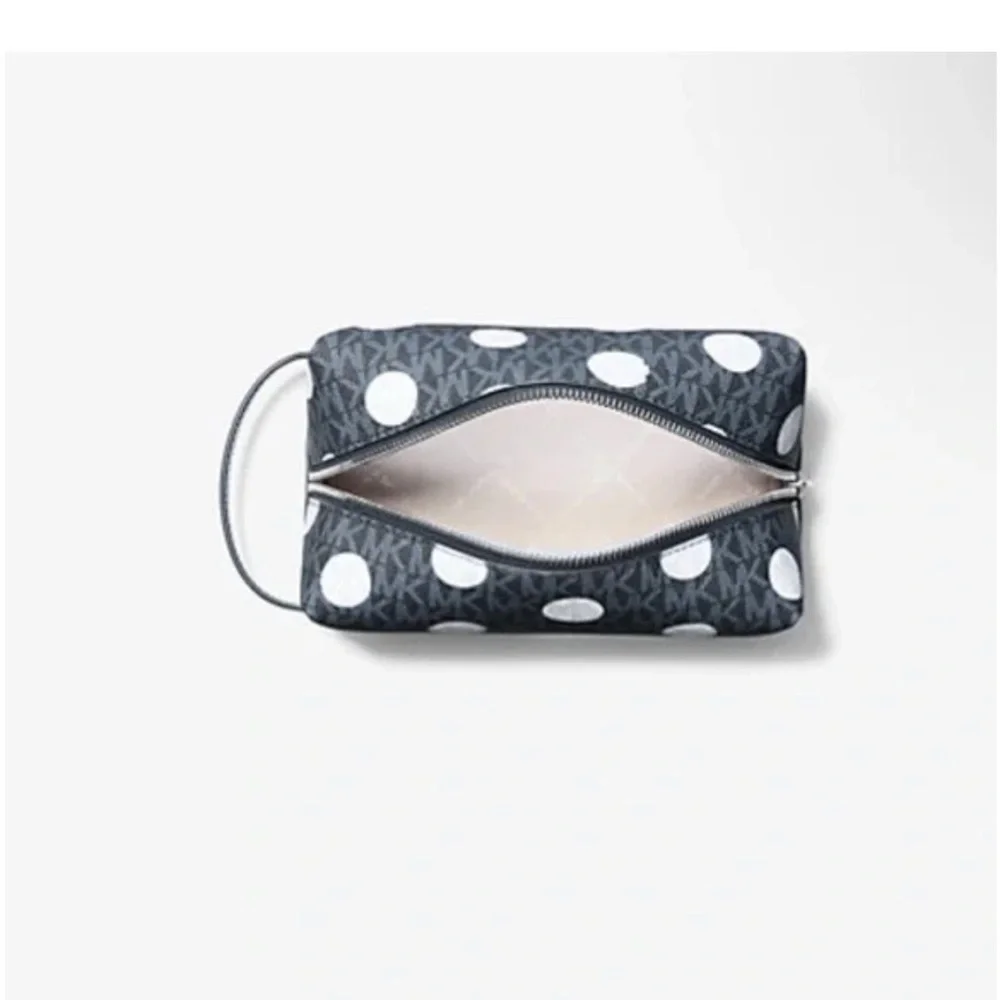Michael Kors jet set polka dot signature logo travel cosmetic makeup bag